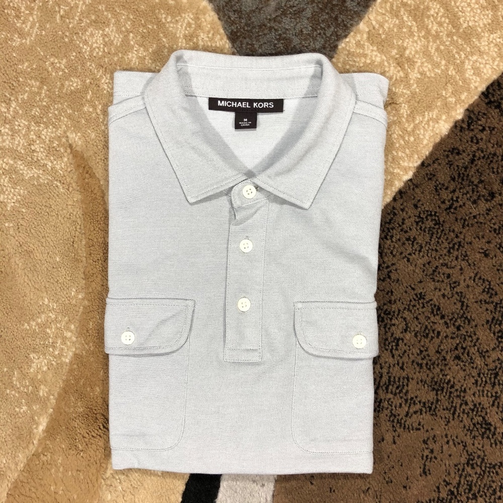 Men’s Gray Michael Kors Polo, Size Medium
